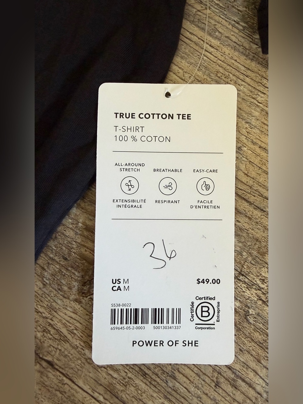 Athleta Size Medium True Cotton Tee •Black 100% Cotton Wardrobe Basic - Picture 5 of 11